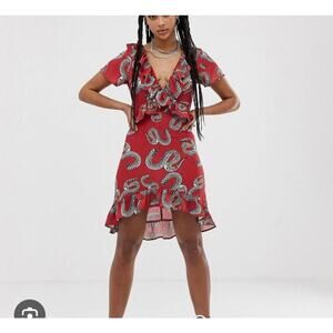 Scared Hawk Red Snake Tea Dress Size S